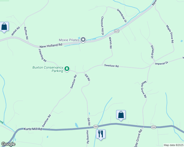 map of restaurants, bars, coffee shops, grocery stores, and more near 5183 Sweitzer Road in Mohnton