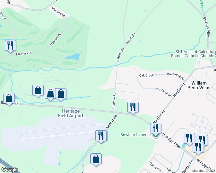map of restaurants, bars, coffee shops, grocery stores, and more near 39C Fruitville Road in Pottstown