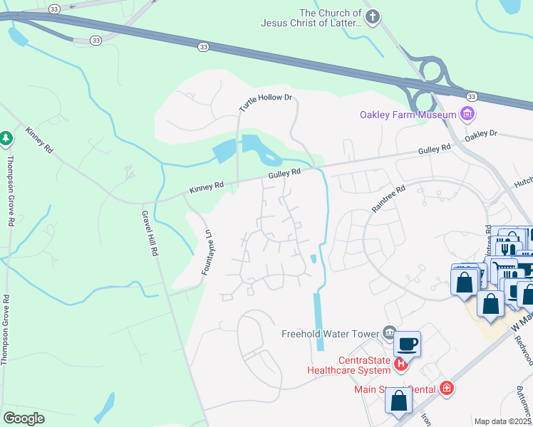 map of restaurants, bars, coffee shops, grocery stores, and more near 44 Kinnoll Hill Court in Freehold