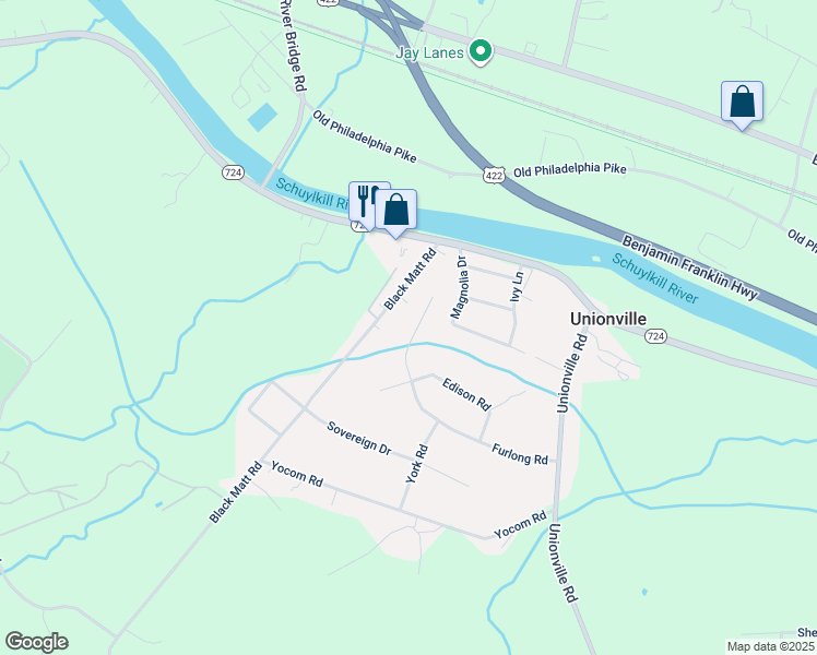 map of restaurants, bars, coffee shops, grocery stores, and more near 41 Furlong Road in Douglassville