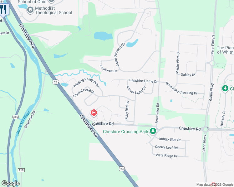 map of restaurants, bars, coffee shops, grocery stores, and more near 225 Crystal Petal Dr in Delaware