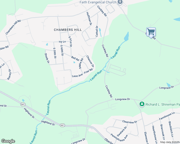map of restaurants, bars, coffee shops, grocery stores, and more near 6145 Friar Road in Harrisburg