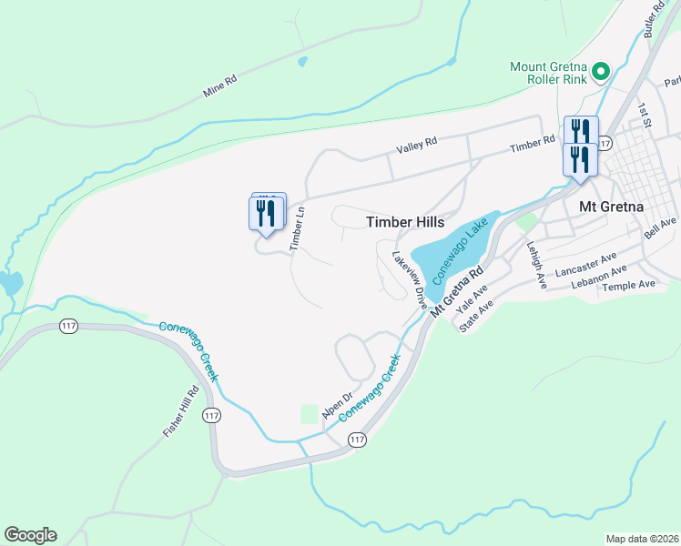 map of restaurants, bars, coffee shops, grocery stores, and more near 116 T-330 in Lebanon