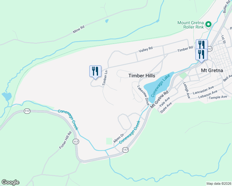 map of restaurants, bars, coffee shops, grocery stores, and more near 116 T-330 in Lebanon