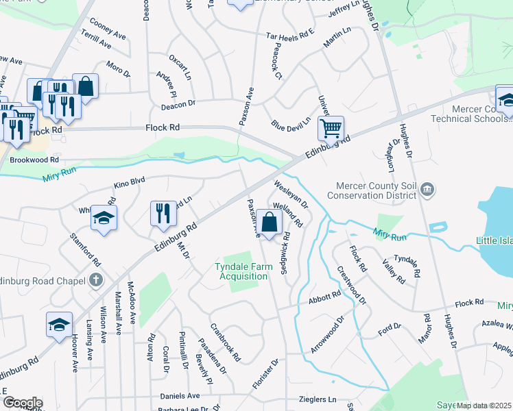 map of restaurants, bars, coffee shops, grocery stores, and more near 474 Paxson Avenue in Hamilton Township