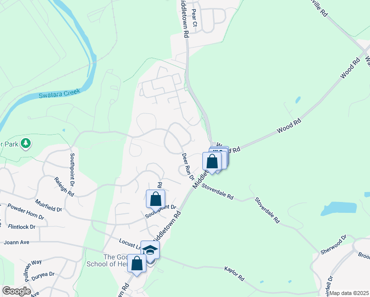 map of restaurants, bars, coffee shops, grocery stores, and more near 1801 Meadow Ridge Drive in Hummelstown