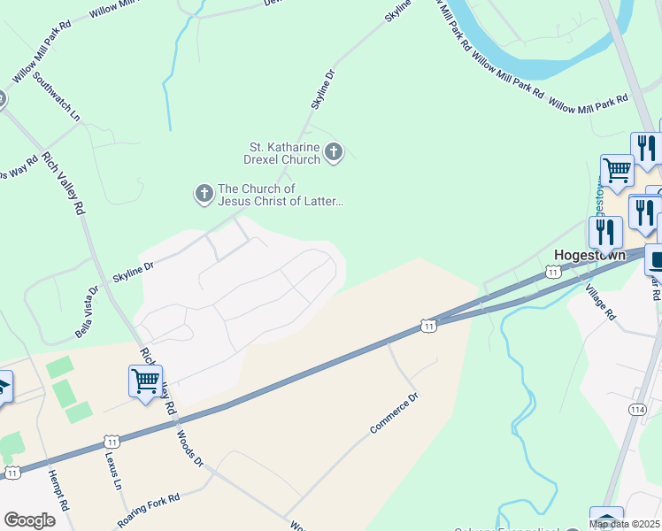 map of restaurants, bars, coffee shops, grocery stores, and more near 133 coopers hawk drive in Cumberland County