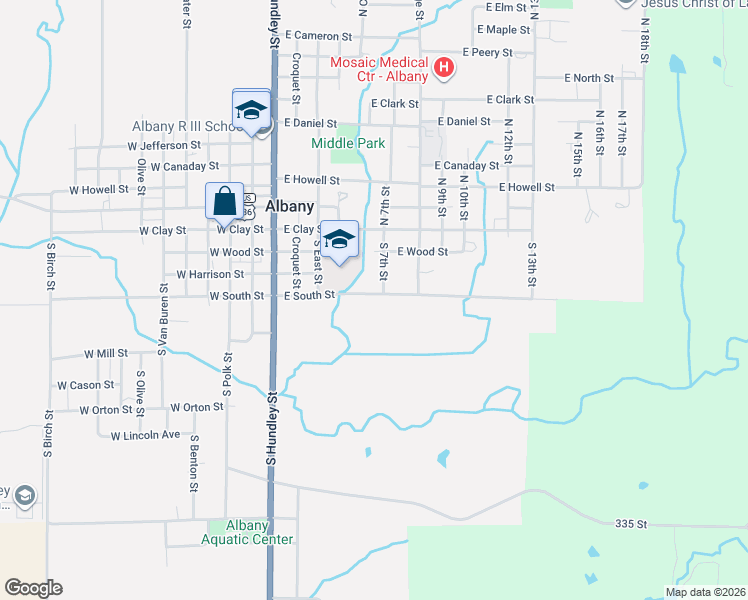 map of restaurants, bars, coffee shops, grocery stores, and more near 401-599 E South St in Albany