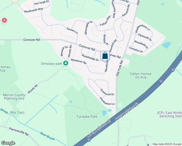 map of restaurants, bars, coffee shops, grocery stores, and more near 38 Eastwood Drive in East Windsor