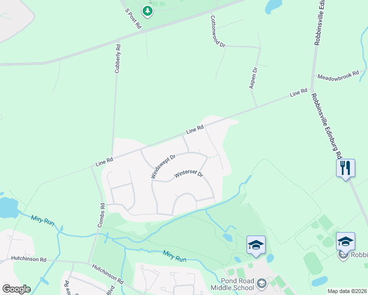 map of restaurants, bars, coffee shops, grocery stores, and more near 38 Windswept Drive in Trenton