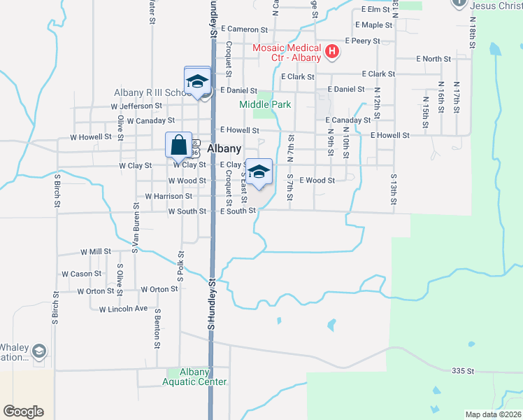 map of restaurants, bars, coffee shops, grocery stores, and more near 401 East South Street in Albany