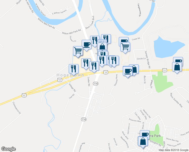 map of restaurants, bars, coffee shops, grocery stores, and more near 6557 Carlisle Pike in Mechanicsburg
