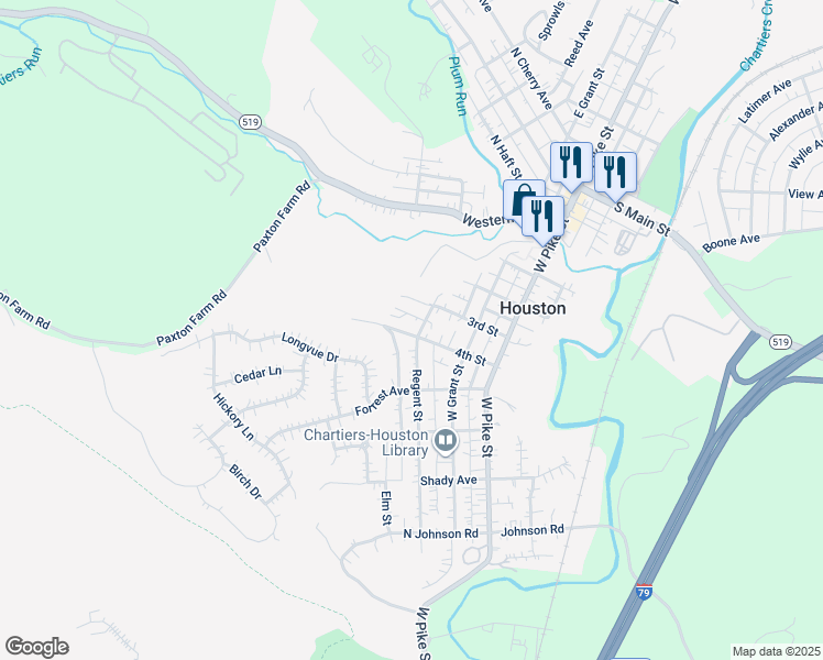 map of restaurants, bars, coffee shops, grocery stores, and more near 136 3rd Street in Houston