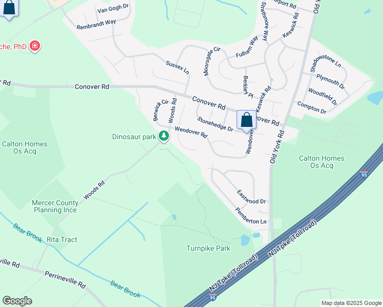 map of restaurants, bars, coffee shops, grocery stores, and more near 11 Lockewood Lane in East Windsor