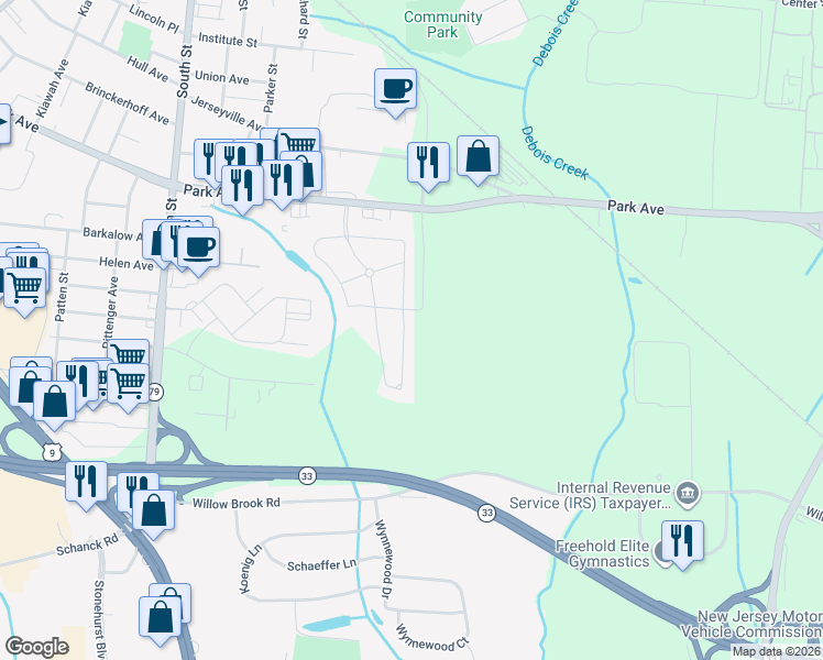 map of restaurants, bars, coffee shops, grocery stores, and more near 18-8 Remington Drive in Freehold Township