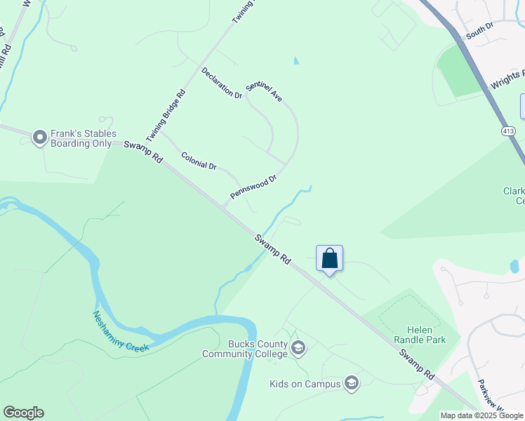 map of restaurants, bars, coffee shops, grocery stores, and more near 104 Colonial Drive in Newtown