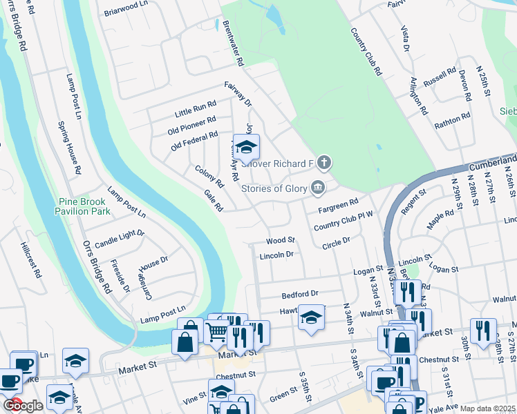 map of restaurants, bars, coffee shops, grocery stores, and more near 43 Gale Road in Camp Hill
