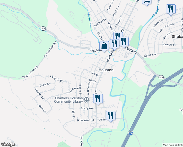 map of restaurants, bars, coffee shops, grocery stores, and more near 116 3rd Street in Houston