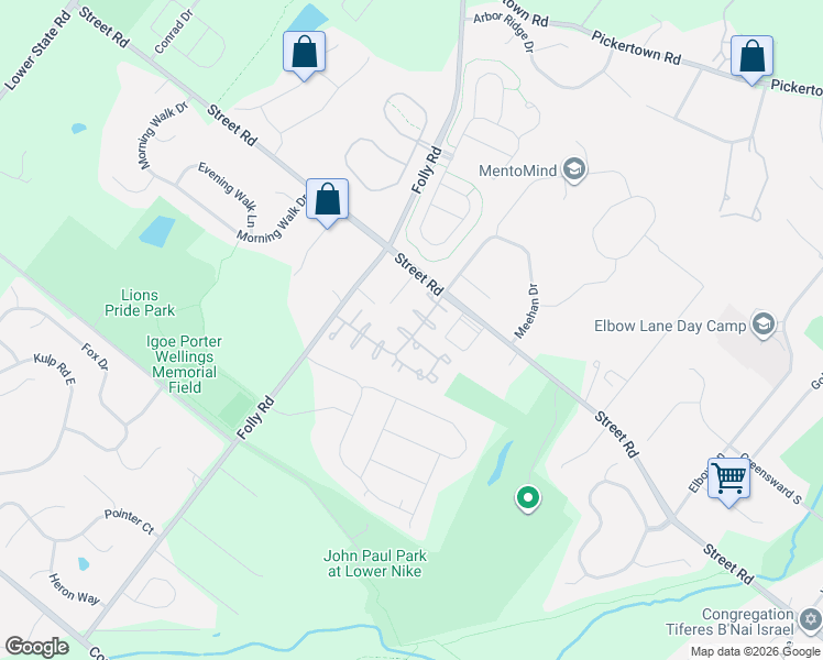 map of restaurants, bars, coffee shops, grocery stores, and more near 211 Canterbury Court in Warrington
