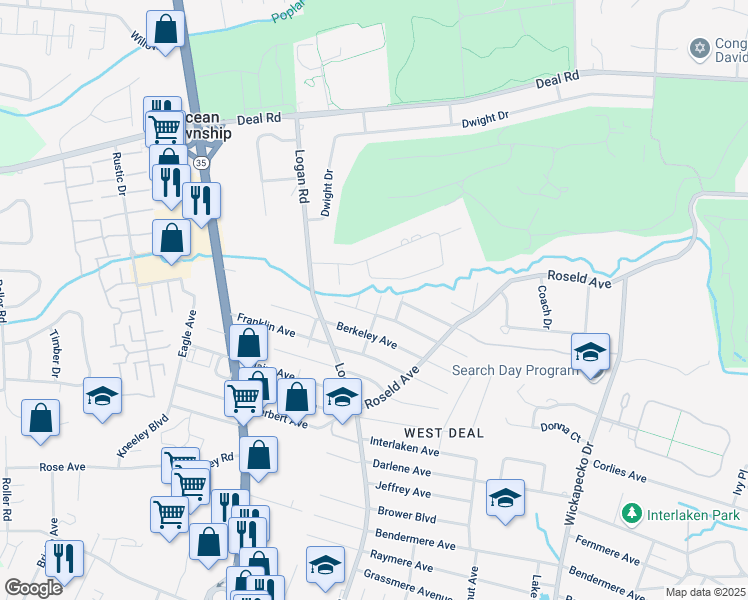map of restaurants, bars, coffee shops, grocery stores, and more near 3 Green Terrace in Monmouth County
