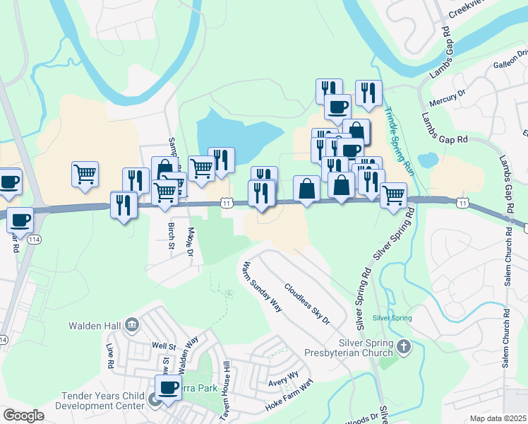 map of restaurants, bars, coffee shops, grocery stores, and more near 6455 Carlisle Pike in Mechanicsburg