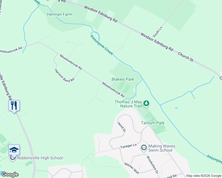 map of restaurants, bars, coffee shops, grocery stores, and more near 259 Meadowbrook Road in Trenton