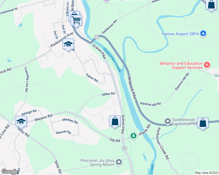 map of restaurants, bars, coffee shops, grocery stores, and more near 122 Salem Road in Schwenksville