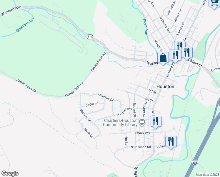 map of restaurants, bars, coffee shops, grocery stores, and more near 215 4th Street Extension in Houston