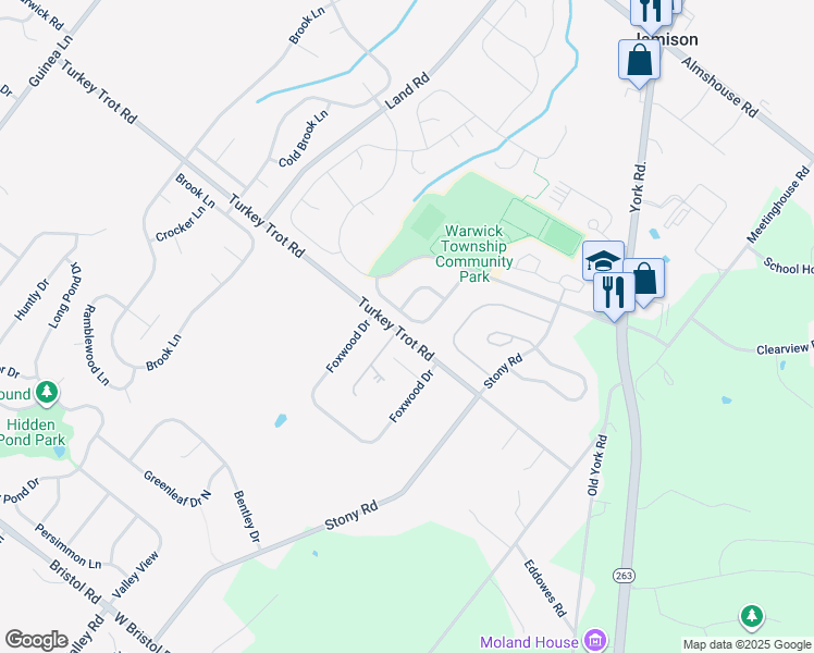 map of restaurants, bars, coffee shops, grocery stores, and more near 1720 Hampton Drive in Jamison