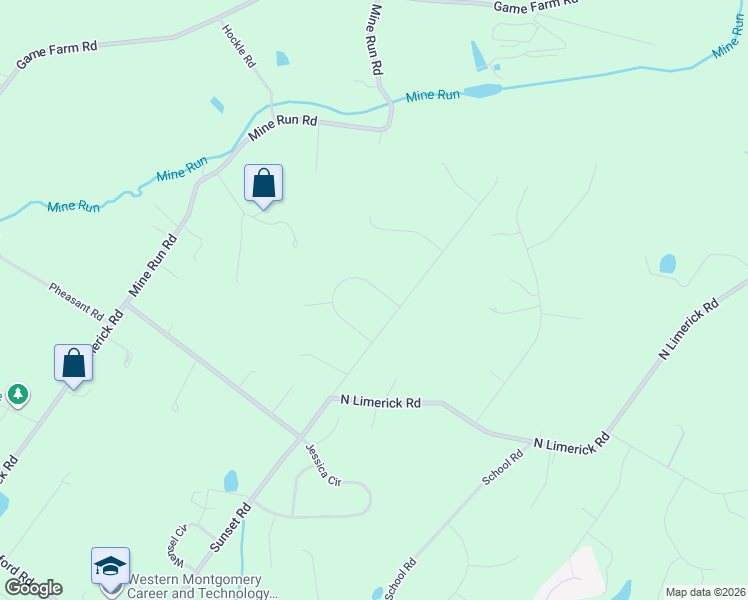 map of restaurants, bars, coffee shops, grocery stores, and more near 56 Mountain View Lane in Schwenksville