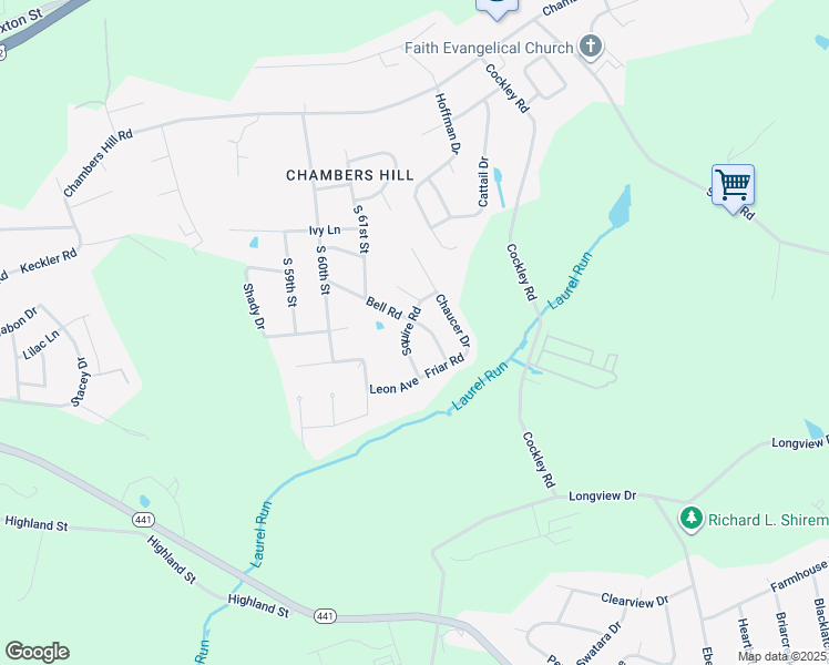 map of restaurants, bars, coffee shops, grocery stores, and more near 800 Squire Road in Harrisburg