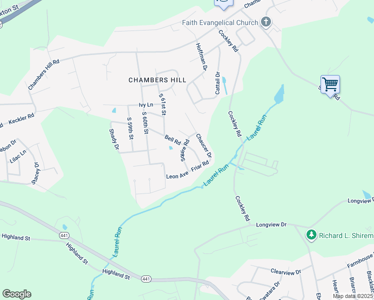 map of restaurants, bars, coffee shops, grocery stores, and more near 800 Squire Road in Harrisburg