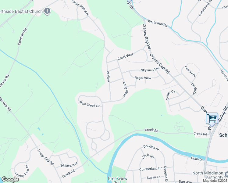 map of restaurants, bars, coffee shops, grocery stores, and more near 30 W View in Carlisle