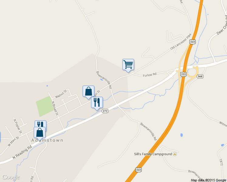 map of restaurants, bars, coffee shops, grocery stores, and more near 1990 Bowmansville Road in Reinholds