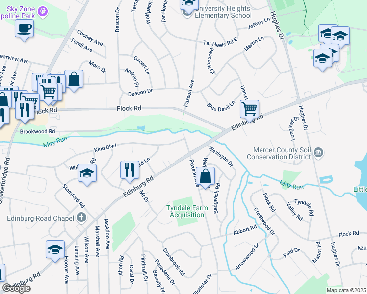 map of restaurants, bars, coffee shops, grocery stores, and more near 501 Paxson Avenue in Hamilton Township
