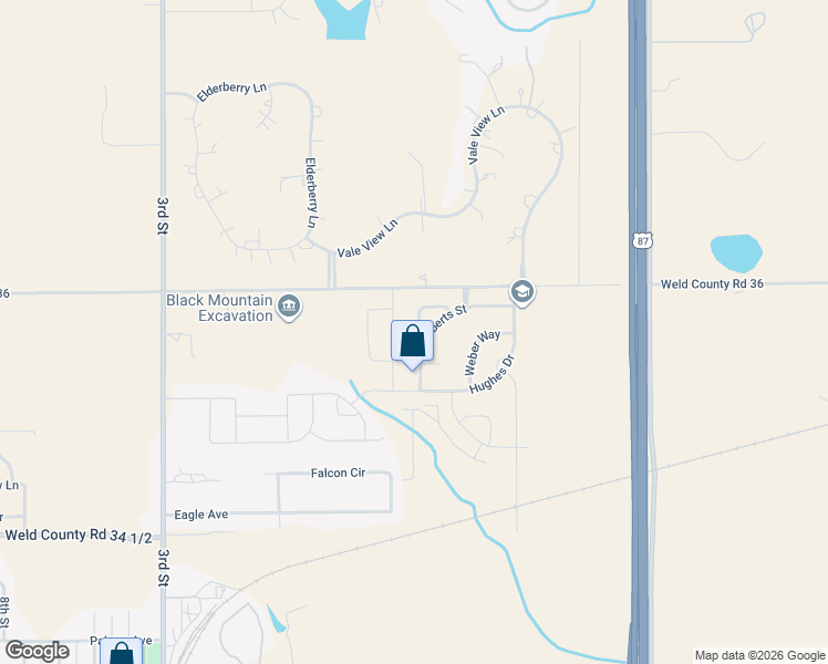 map of restaurants, bars, coffee shops, grocery stores, and more near 16901 Potts Place in Mead