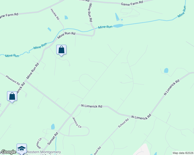map of restaurants, bars, coffee shops, grocery stores, and more near 56 Mountain View Lane in Schwenksville