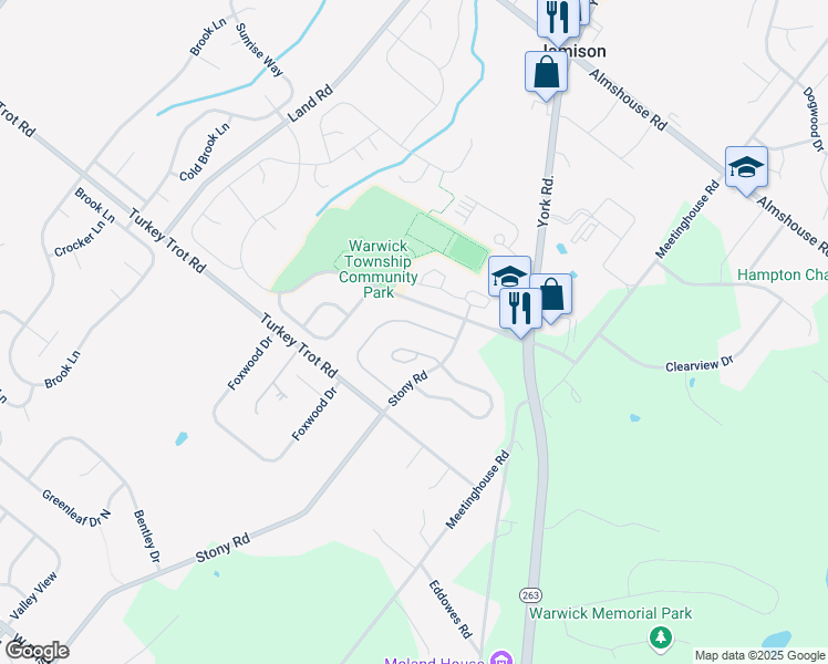 map of restaurants, bars, coffee shops, grocery stores, and more near 1501 Rockcress Drive in Jamison