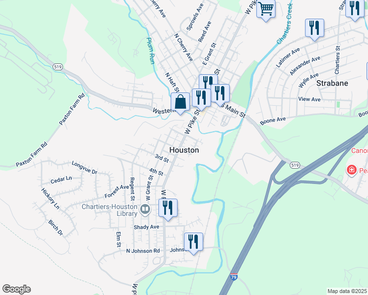map of restaurants, bars, coffee shops, grocery stores, and more near in Houston