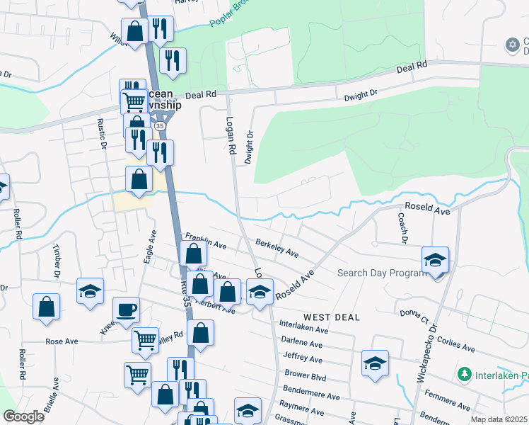 map of restaurants, bars, coffee shops, grocery stores, and more near 3 Green Terrace in Monmouth County