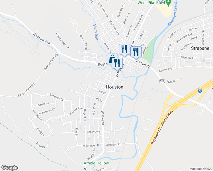 map of restaurants, bars, coffee shops, grocery stores, and more near 19 2nd Street in Houston