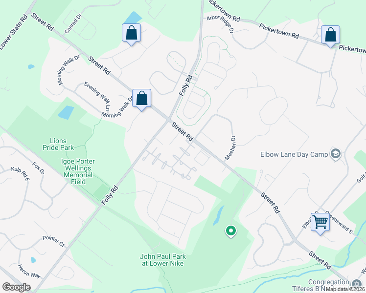 map of restaurants, bars, coffee shops, grocery stores, and more near Village Boulevard in Warrington
