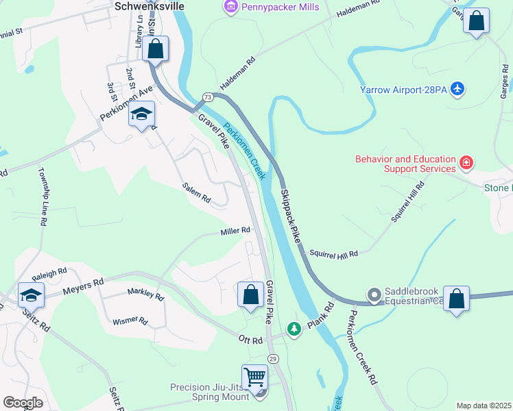 map of restaurants, bars, coffee shops, grocery stores, and more near 956 Gravel Pike in Schwenksville
