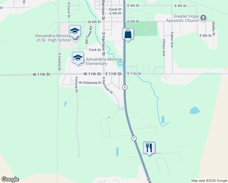 map of restaurants, bars, coffee shops, grocery stores, and more near 1703 South Harrison Street in Alexandria