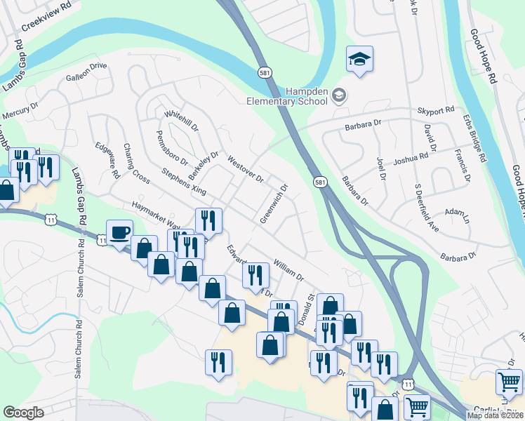 map of restaurants, bars, coffee shops, grocery stores, and more near 1 Devonshire Square in Mechanicsburg