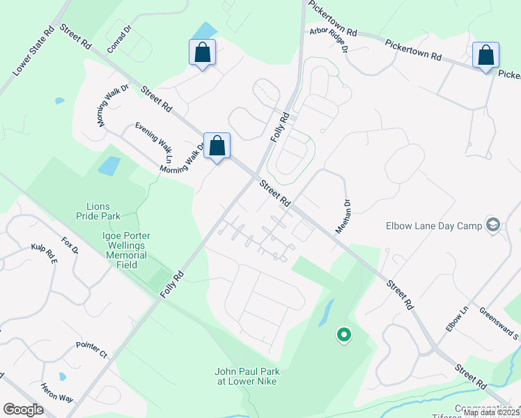 map of restaurants, bars, coffee shops, grocery stores, and more near A Court in Bucks County