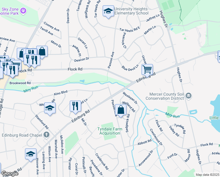map of restaurants, bars, coffee shops, grocery stores, and more near 501 Paxson Avenue in Hamilton Township
