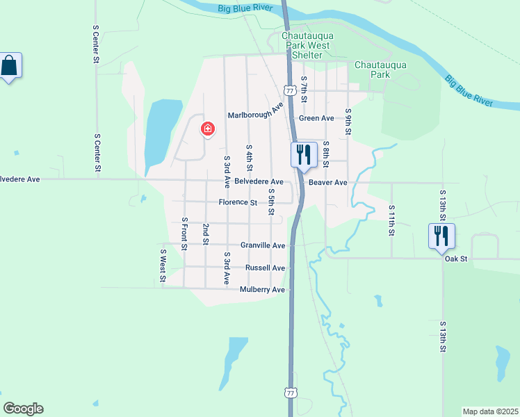map of restaurants, bars, coffee shops, grocery stores, and more near 1820 South 4th Avenue in Beatrice