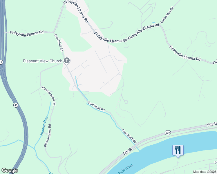 map of restaurants, bars, coffee shops, grocery stores, and more near 23 Scott Road in Finleyville
