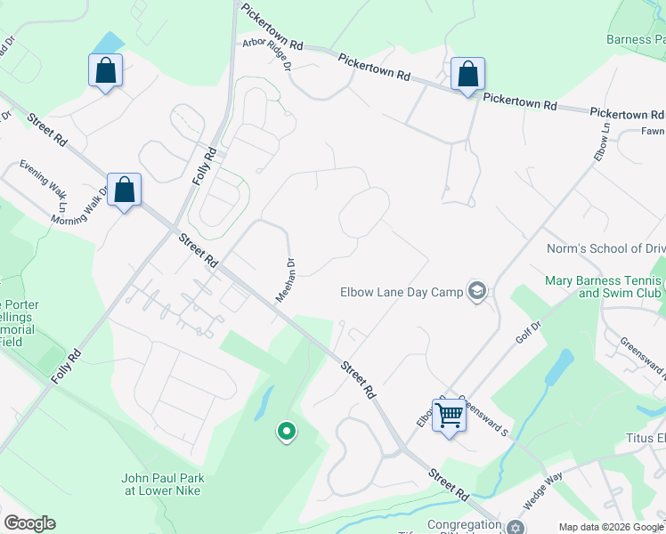 map of restaurants, bars, coffee shops, grocery stores, and more near 2802 Hoffs Way in Warrington